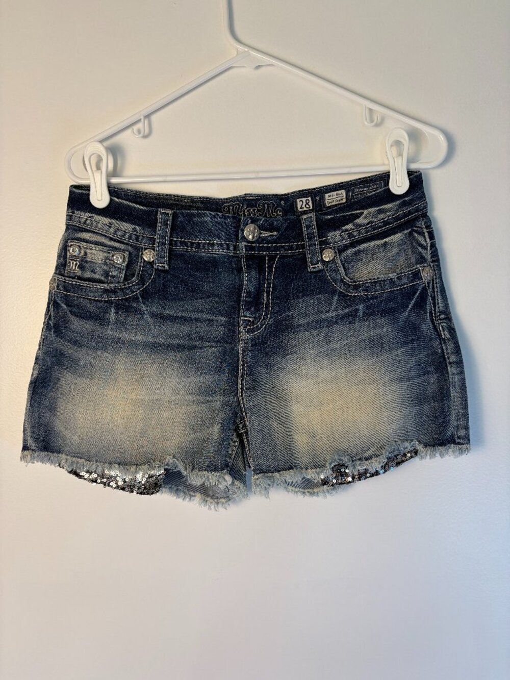 Miss Me Blue Denim Frayed Hem Women's Shorts